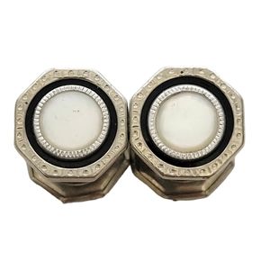 Snap Link Art Deco CufflinksVintage c1920s Mother of Pearl Silver Tone & Black
